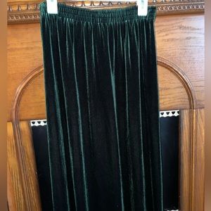 Dark green velvet maxi skirt